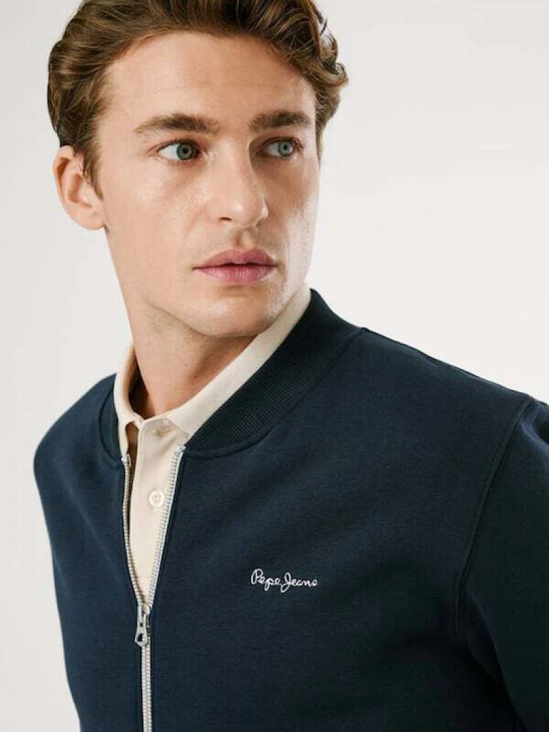 Pepe Jeans Macbeth Plain Bomber ανδρική φούτερ ζακέτα μπλε PM5800010-594 Dulwich blue
