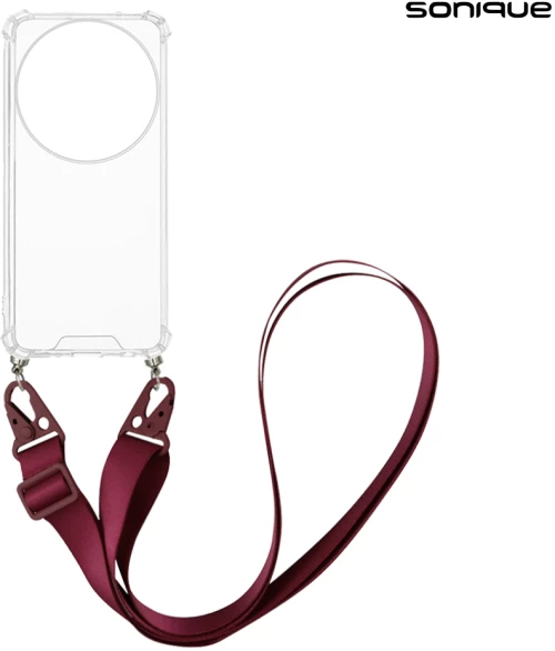 Θήκη Σιλικόνης με Strap Sonique Armor Clear Xiaomi Xiaomi 15 Ultra 5G Μπορντό