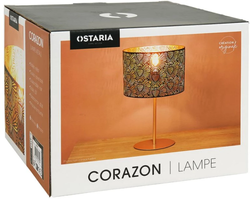 Ostaria Λάμπα Μεταλλική 'Corazon' Μαύρη και Χρυσή -36164