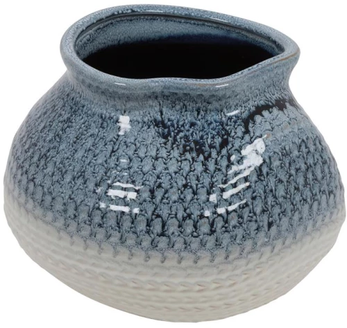 Κασπώ κεραμικό μπλε/εκρού 24,3x20,2cm