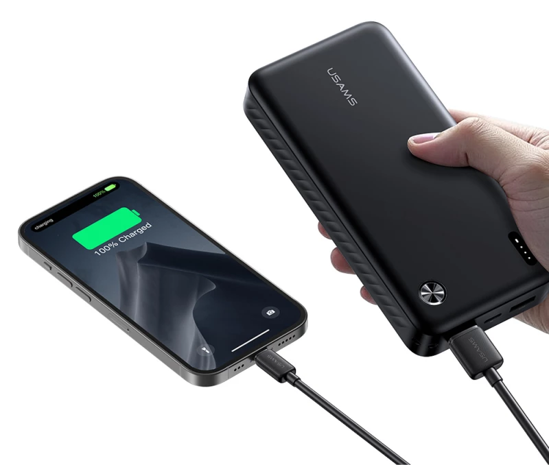 USAMS power bank CD254, 2x θύρες εξόδου, 20000mAh, 10W, μαύρο