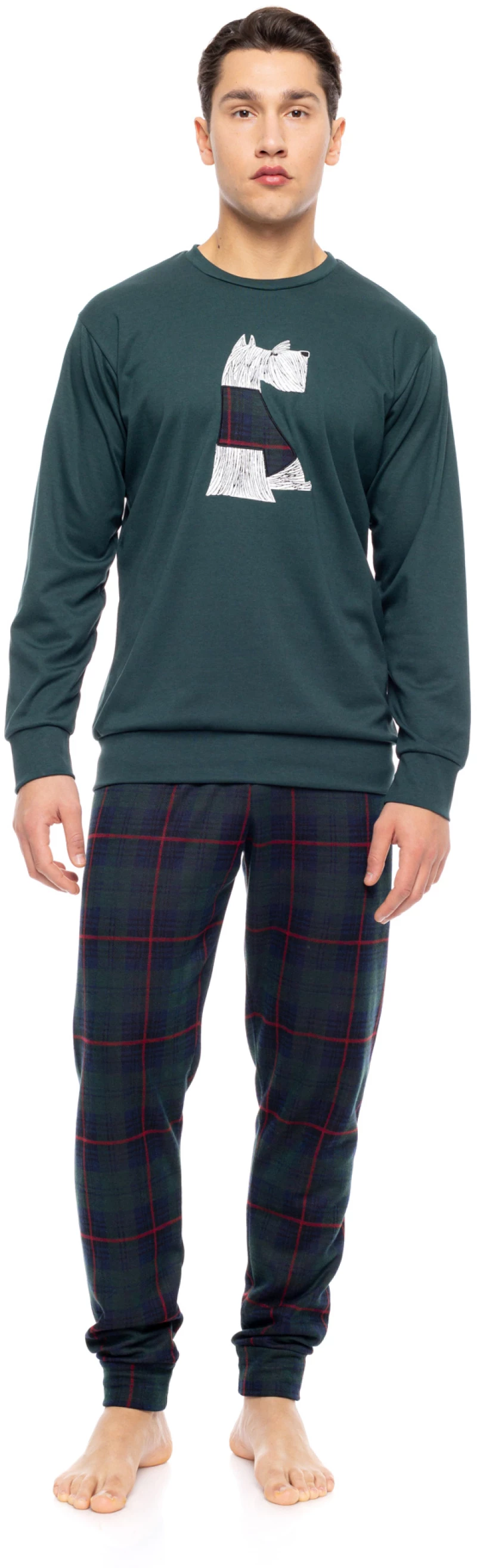 Ανδρική πυτζάμα ULISSE - Dark Green Καρό Παντελόνι - Cotton - Regular Fit