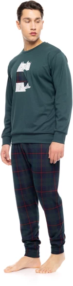 Ανδρική πυτζάμα ULISSE - Dark Green Καρό Παντελόνι - Cotton - Regular Fit