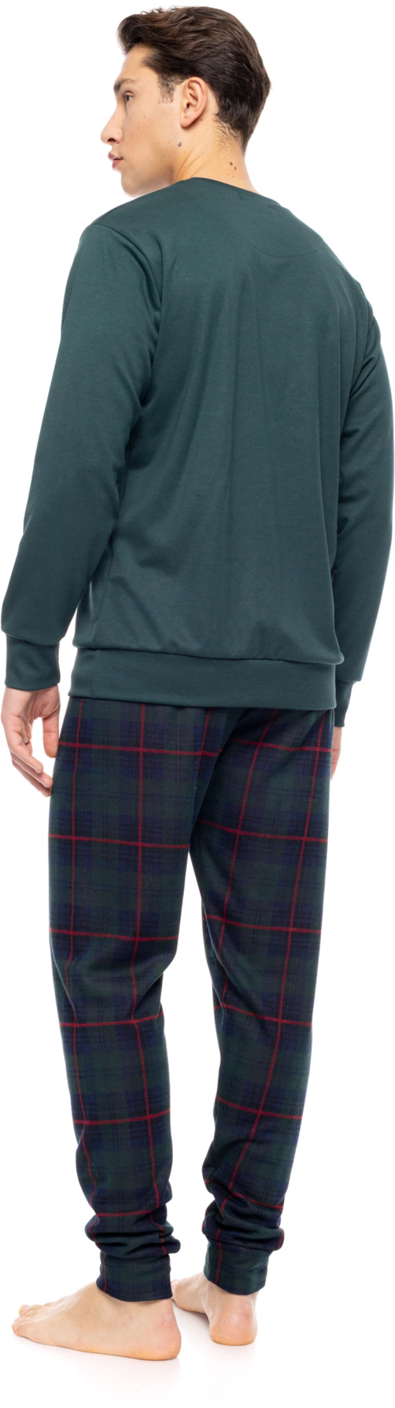 Ανδρική πυτζάμα ULISSE - Dark Green Καρό Παντελόνι - Cotton - Regular Fit