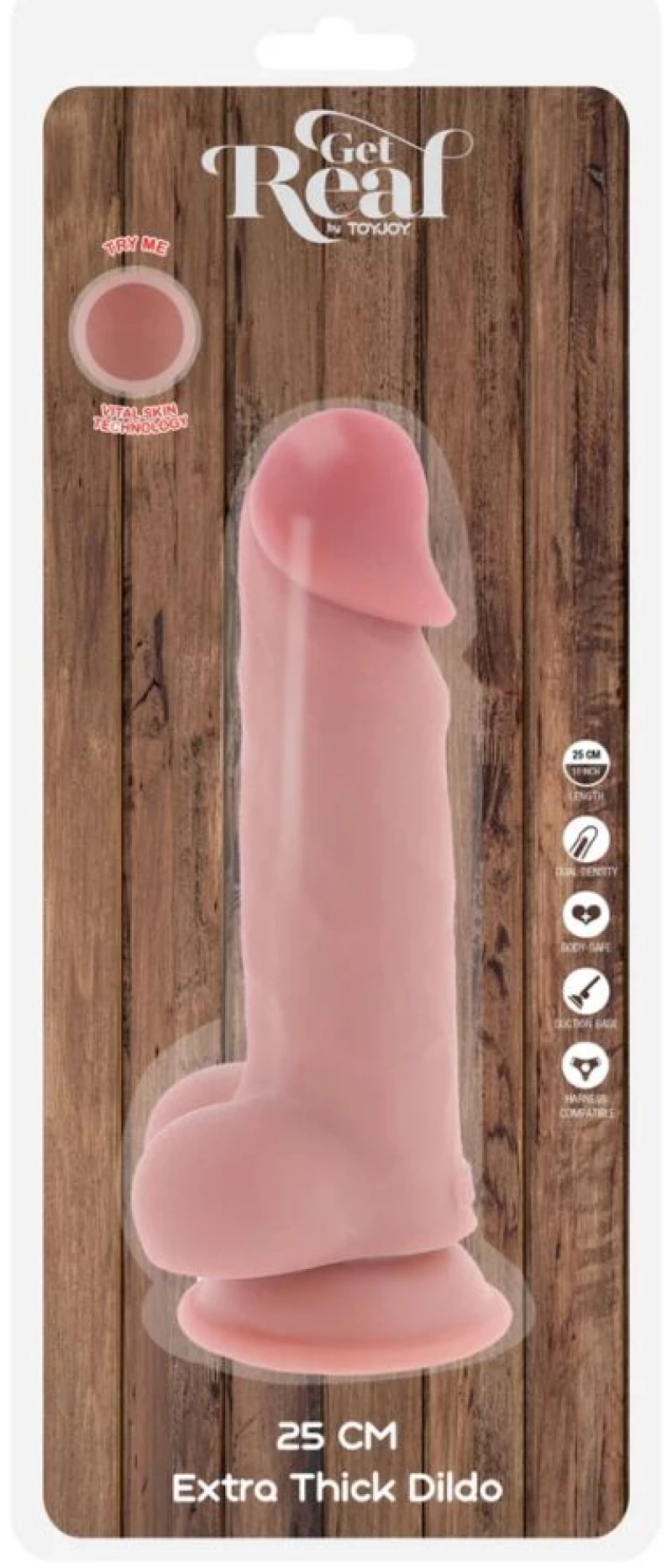 GET REAL - DELUXE REALISTIC PENIS WITH TESTICLES EXTRA THICK 25 CM
