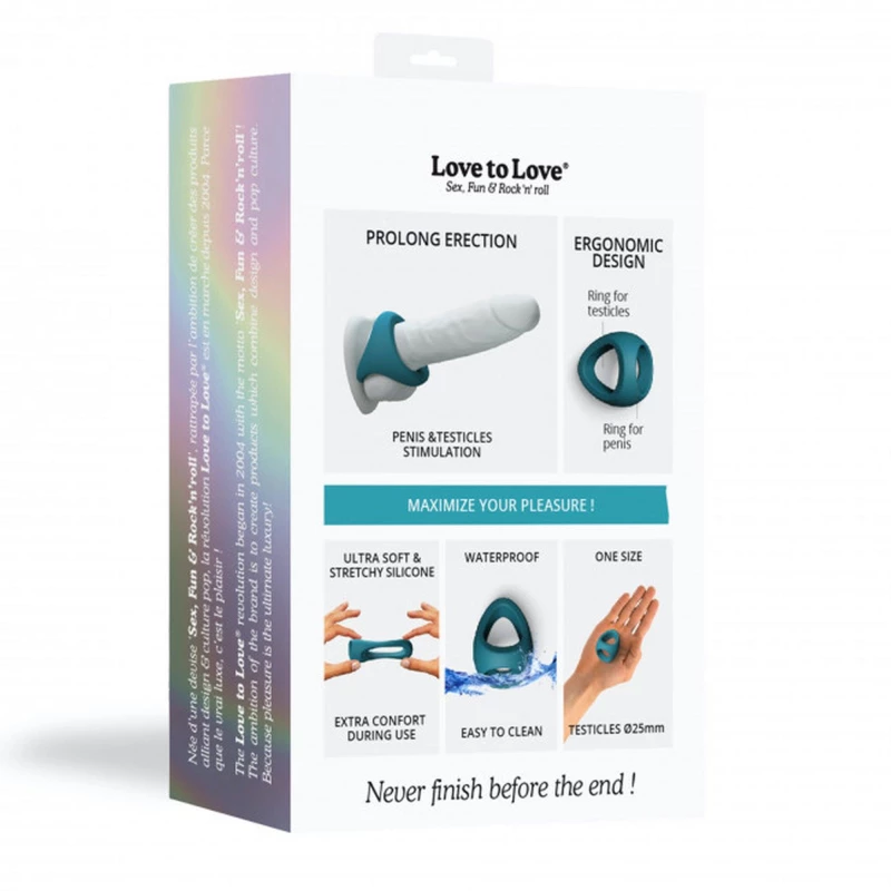 Love to Love Flux Ring Silicone Cock & Ball Ring Teal Me