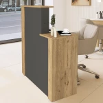 Γραφείο υποδοχής - reception Enter  χρώμα sepet oak - ανθρακί 86,9x40x110,3εκ.