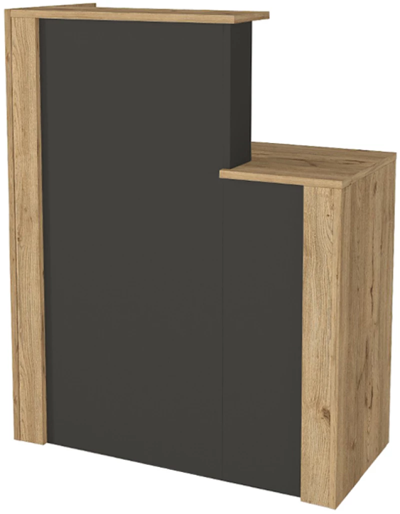 Γραφείο υποδοχής - reception Enter  χρώμα sepet oak - ανθρακί 86,9x40x110,3εκ.