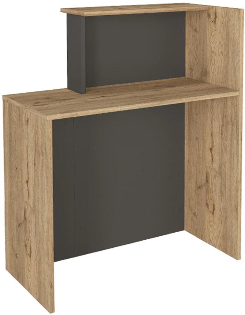 Γραφείο υποδοχής - reception Enter  χρώμα sepet oak - ανθρακί 86,9x40x110,3εκ.