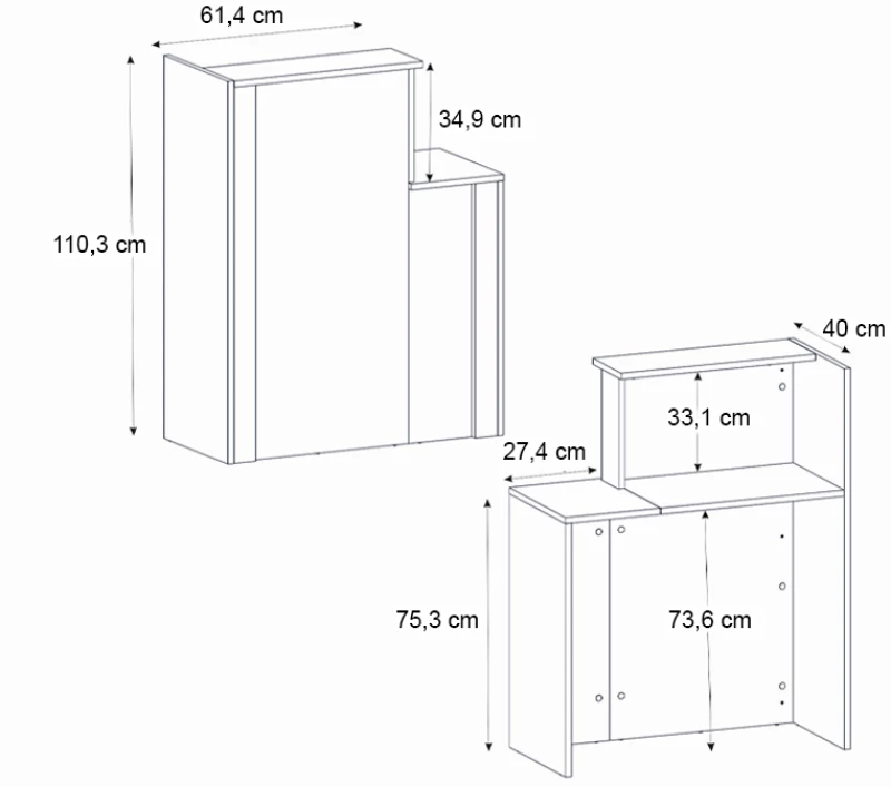 Γραφείο υποδοχής - reception Enter  χρώμα sepet oak - ανθρακί 86,9x40x110,3εκ.