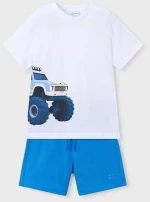 Σετ βερμούδα αγόρι "Monster truck" λευκό