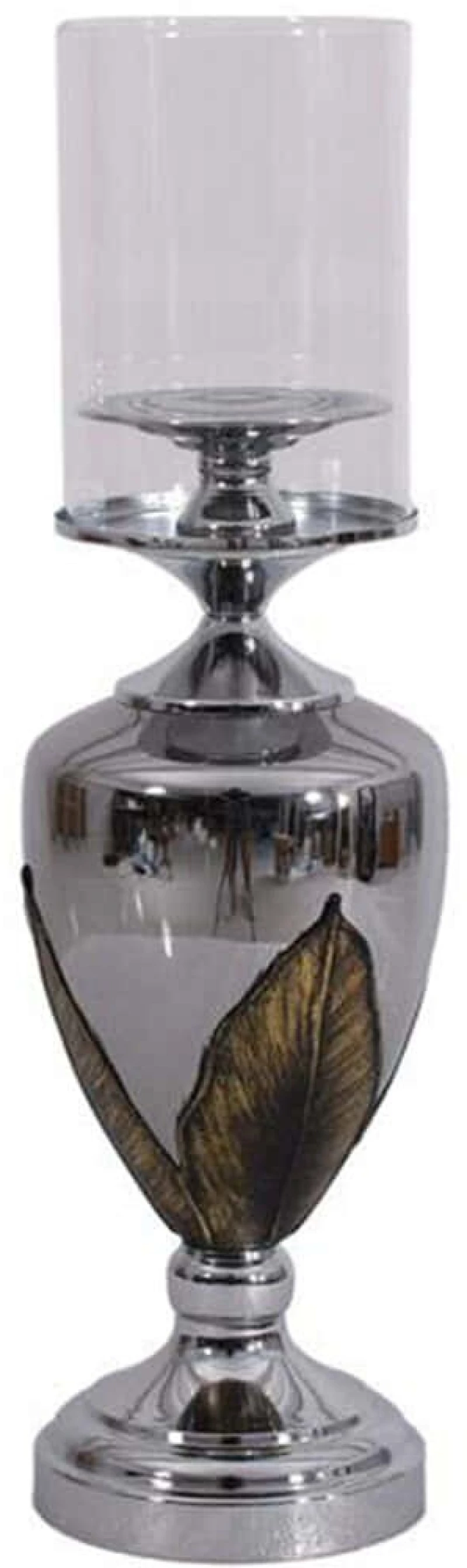 Κηροπήγιο 374-225-661 18x49cm Black-Silver Μέταλλο,Γυαλί