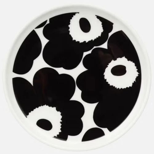Πιάτο Γλυκού Oiva Unikko 075542 Φ13,5cm White-Black Marimekko Κεραμικό