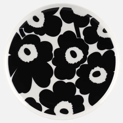 Πιάτο Ρηχό Oiva Unikko 073642 Φ25cm White-Black Marimekko Κεραμικό