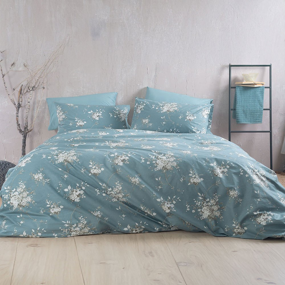 Σεντόνια Linie (Σετ 4τμχ) Blue Ρυθμός King Size 270x290cm 100% Βαμβάκι
