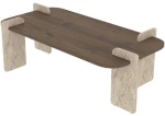 Τραπέζι Σαλονιού Leapiri 116SAM1506 120x60x35cm Walnut-Travertine Beige