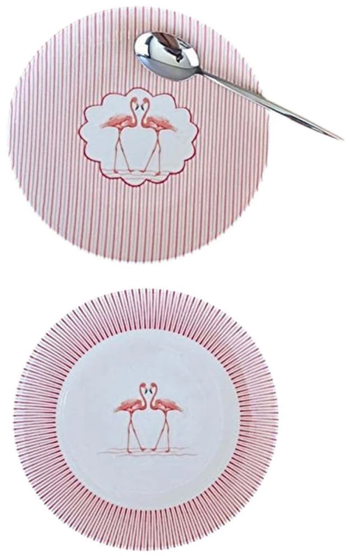 Πιάτο Γλυκού (Σετ 4Τμχ) 311MBL1315 20x20x2cm White-Pink Hermia Πορσελάνη