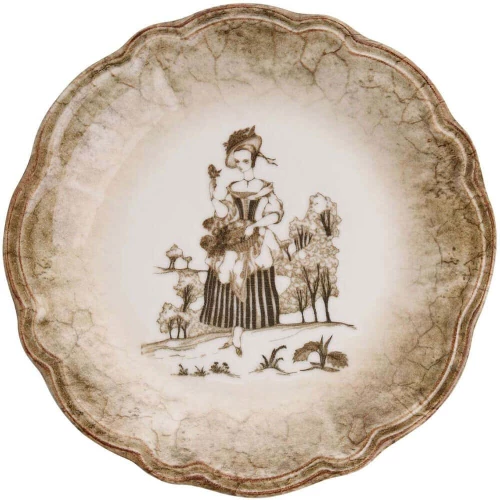 Πιάτο Γλυκού Ella (Σετ 6Τμχ) 824MXL1106 22x22cm Beige-Brown Hermia Πορσελάνη