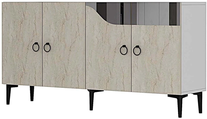 Μπουφές Gama 555CHM1341 150x32x75cm White-Travertine Beige Μοριοσανίδα, Μελαμίνη