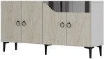 Μπουφές Gama 555CHM1341 150x32x75cm White-Travertine Beige Μοριοσανίδα, Μελαμίνη