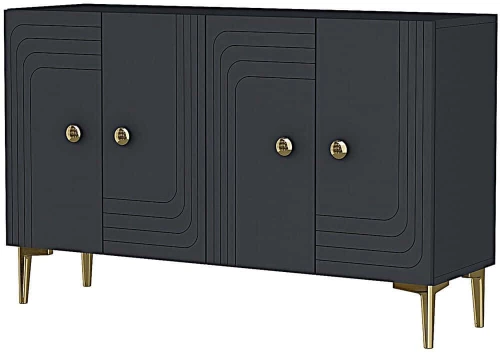 Μπουφές Lessi 555CHM1357 120x32x75cm Anthracite-Gold Μοριοσανίδα, Μελαμίνη