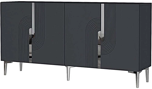 Μπουφές Meyra 555CHM1346 150x32x75cm Anthracite-Silver Μοριοσανίδα, Μελαμίνη