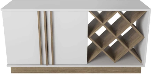 Μπουφές Luna 875ZNA3521 148x40x70cm White-Walnut Μοριοσανίδα, Μελαμίνη