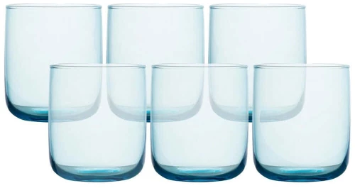Ποτήρια Νερού (Σετ 6Τμχ) 409PBH1129 6,7x6,7x9cm 280ml Turquoise Hermia Γυαλί