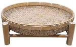 Διακοσμητικός Δίσκος Ithaki 032026 45x45x13cm Washed White-Natural Ξύλο
