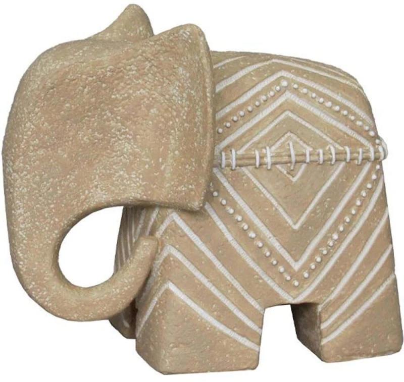 Διακοσμητικός Ελέφαντας Trunky 034455 16,8x9,7x14,5cm Beige-White Πολυρεσίνη