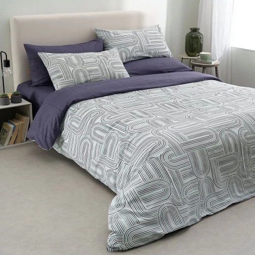 Σεντόνια Lorena-2 Με Λάστιχο (Σετ 3τμχ) Green-Blue Vesta Home Μονό 100x235cm 100% Βαμβάκι