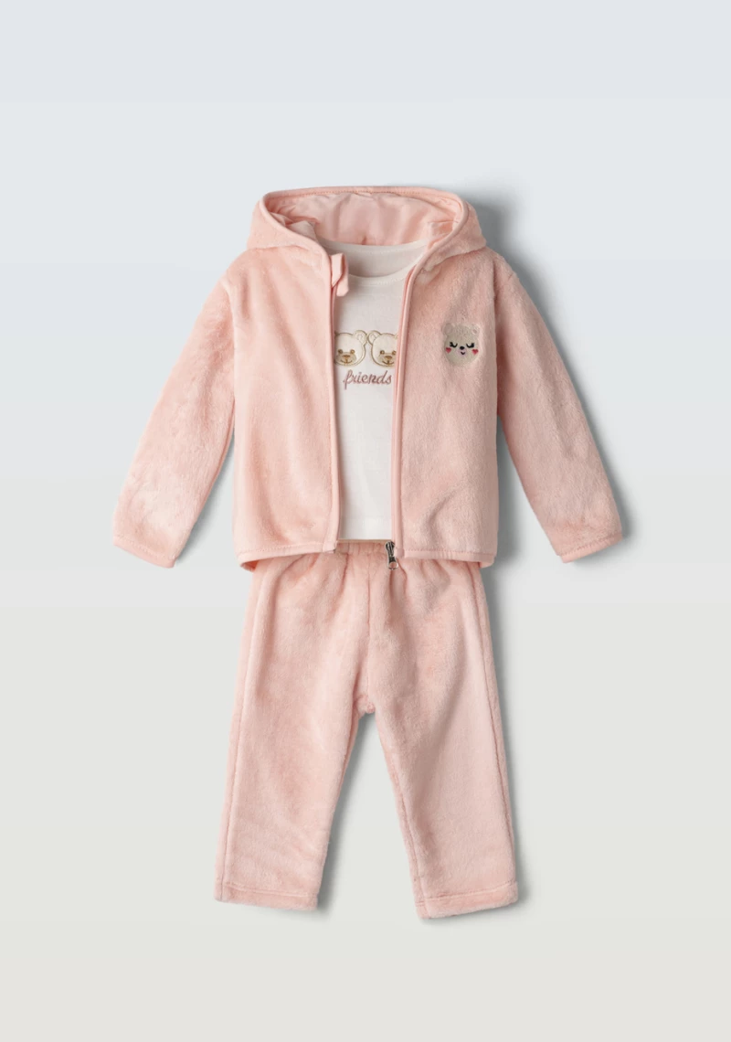 Εβίτα Fashion Bebe Σετ 3Τμχ Φόρμας Λούτρινη, Ροζ