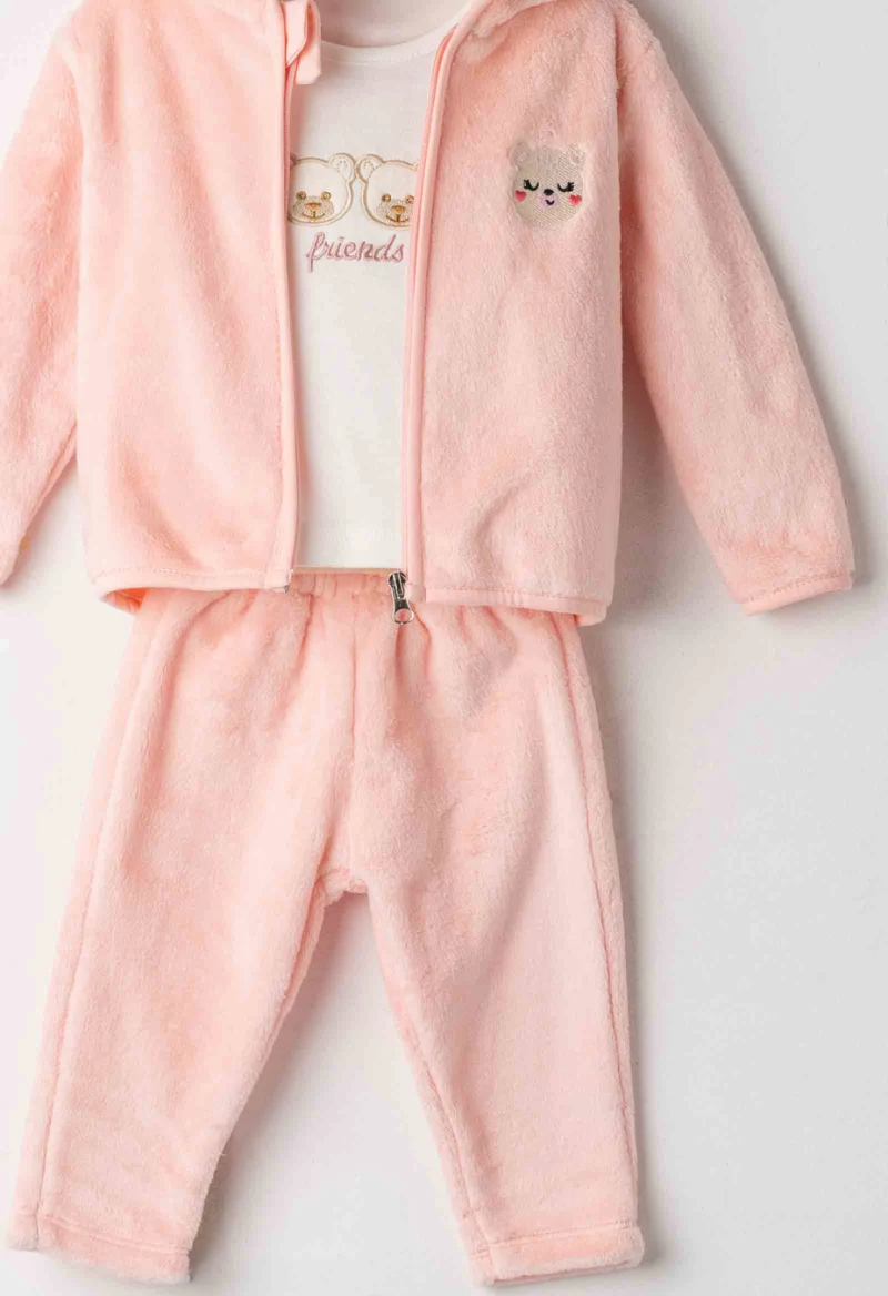 Εβίτα Fashion Bebe Σετ 3Τμχ Φόρμας Λούτρινη, Ροζ