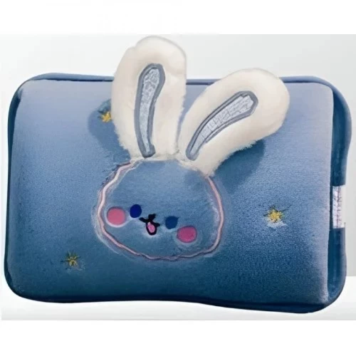 Hoomei Ηλεκτρική Θερμοφόρα - Μαξιλάρι 500W Γενικής Χρήσης με Θήκη για τα Χέρια 28x19x6cm - Τρισδιάστατο Λαγουδάκι - Μπλέ