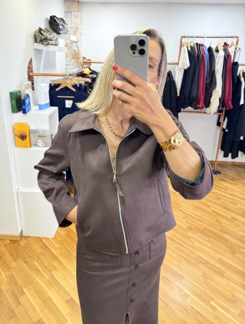 JACKET ΑΛΚΑΝΤΑΡΑ ΚΑΦΕ L9330B LUMINA