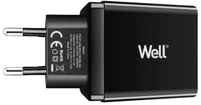 Universal USB Fast Travel Wall Charger QC 3.0 18W 3000mA Μαύρο Well PSUP-USB-WQ11802BK-WL