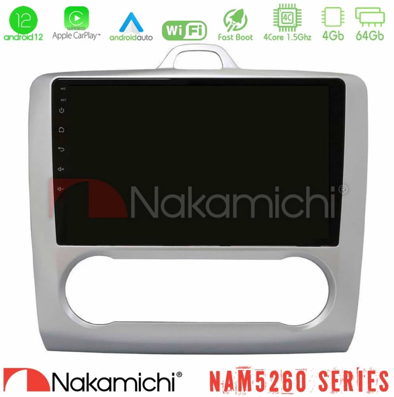 Nakamichi Nam5260 Series 4core Android13 4+64gb Ford Focus Auto ac Navigation Multimedia Tablet 9" με Carplay & Android Auto u-n44-Fd0041a