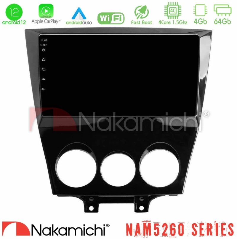 Nakamichi Nam5260 Series 4core Android13 4+64gb Mazda rx8 2008-2012 Navigation Multimedia Tablet 9" με Carplay & Android Auto u-n44-Mz0452