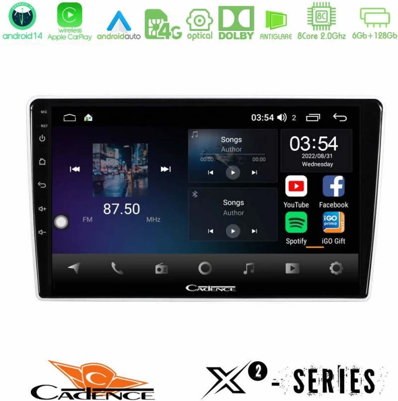 Cadence x2 Series 8core Android14 6+128gb  kia Sportage 2005-2008 Navigation Multimedia Tablet 9" u-x2-Ki1346