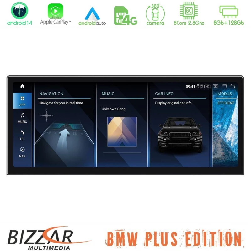 Bizzar Plus Edition bmw i3 2018-> Android14 8core (8+128gb) Navigation Multimedia 12.3" Slim hd Anti-Reflection u-bm-5803p
