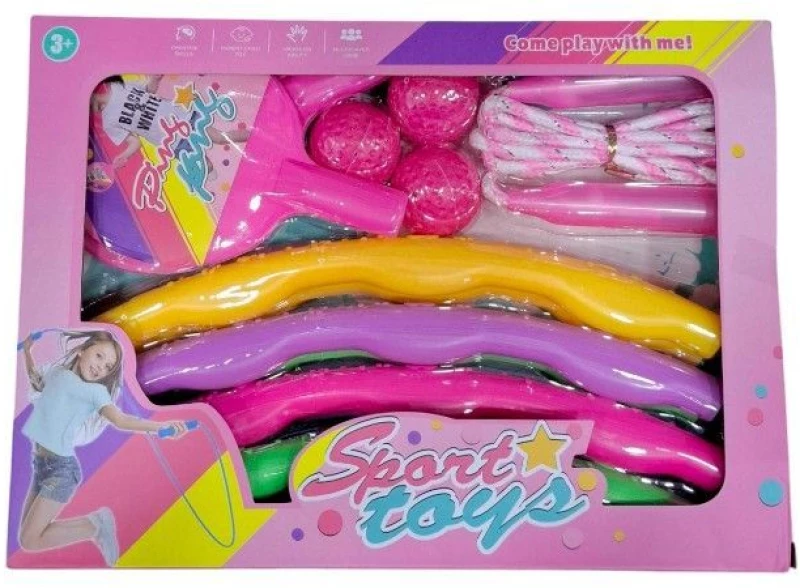 Παιδικό σετ άθλησης - Ping Pong - Σχοινάκι - Hula Hoop - 215579 - Pink