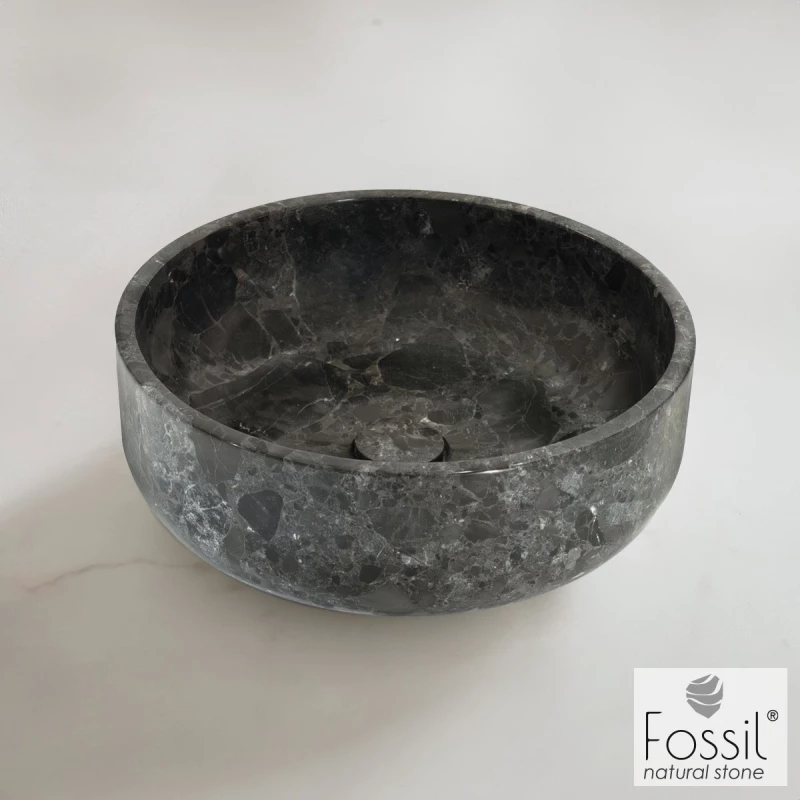 Fossil Thalo Marble DR39-300 Επιτραπέζιος Μαρμάρινος Νιπτήρας Breccia Grey Ø39 εκ.