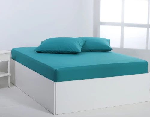 Βαμβακερό σεντόνι essentials (165cm x 200cm + 35cm) teal blue - -