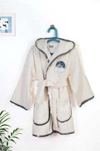 Μπουρνούζι Με Κέντημα kids Cloudy Bear 177 Size: 04 Ecru-Grey 100% Cotton - -
