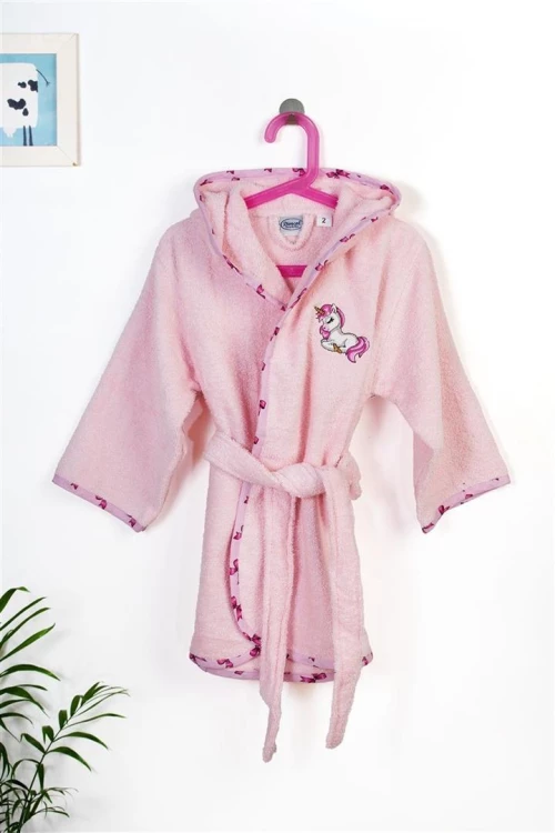 Μπουρνούζι Με Κέντημα kids Unicorn 187 Size: 04 Pink 100% Cotton - -