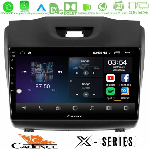 Cadence x Series Isuzu d-max 2012-2019 8core Android 14 4+64gb Navigation Multimedia Tablet 9" u-x-Iz588