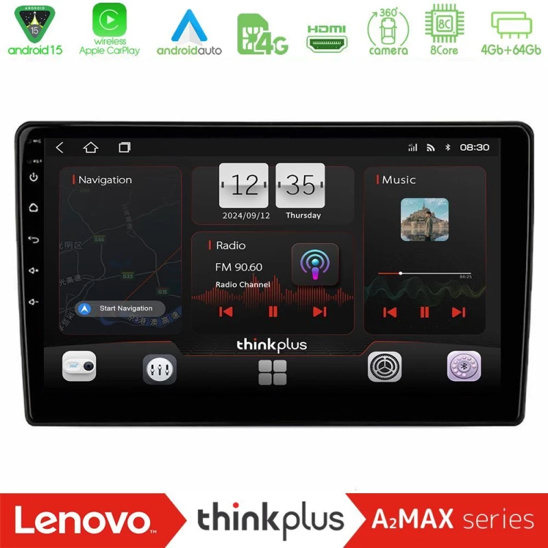 Lenovo Thinkplus A2max Series 8core Android15 4+64gb Mitsubishi Outlander 2002 – 2007 Navigation Multimedia Tablet 10" u-sqy-Mt3005