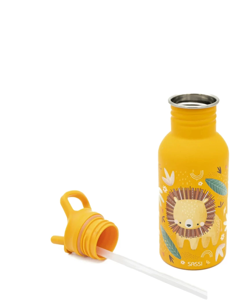 Sassi Ανοξείδωτο Μπουκάλι με Καλαμάκι 500ml - Chompy The Lion