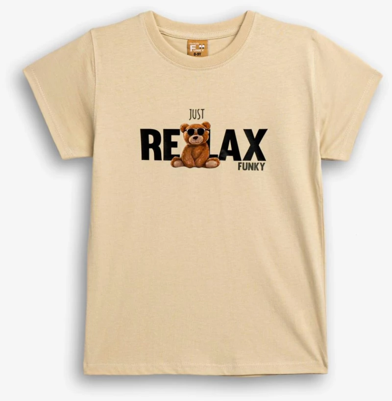 Μπλούζα κοντομάνικη αγόρι "Relax" μπεζ