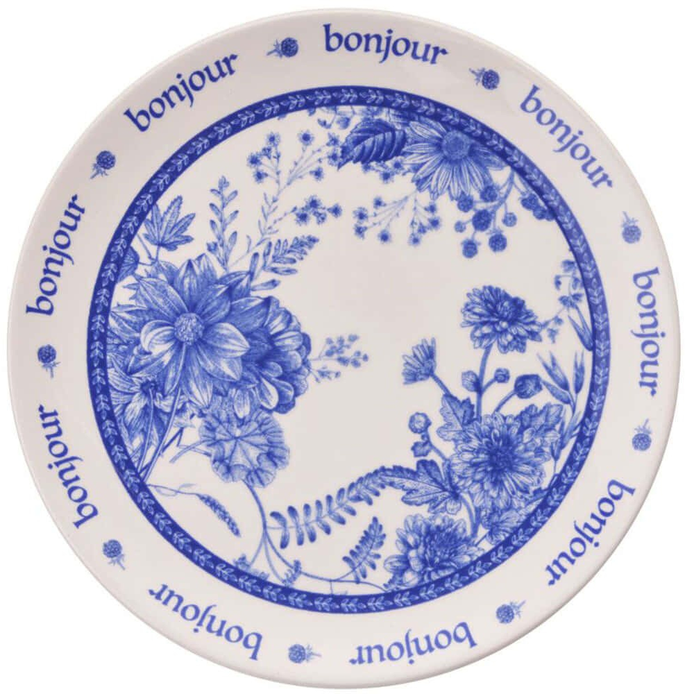 Πιάτο Ρηχό Bonjour (Σετ 6Τμχ) 471PST1161 25,5x25,5x2,5cm Blue-White Hermia Κεραμικό